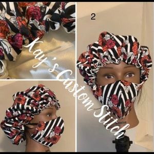 Satin hair bonnet and face mask